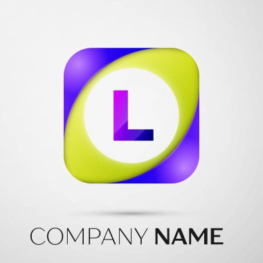 L harfi vektör logo sembol gri arka plan üzerinde renkli meydanında. Tasarımınız için vektör şablonu
