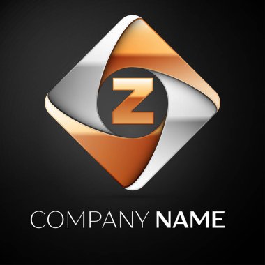 Z harfi vektör logo simge siyah arka plan üzerinde renkli rhombus. Tasarımınız için vektör şablonu