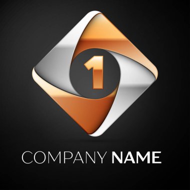 Siyah arka plan üzerinde renkli rhombus numaralı vektör logo simge. Tasarımınız için vektör şablonu