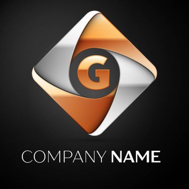 G harfi vektör logo simge siyah arka plan üzerinde renkli rhombus. Tasarımınız için vektör şablonu