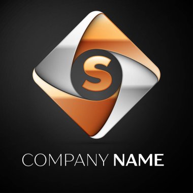 S harfi vektör logo simge siyah arka plan üzerinde renkli rhombus. Tasarımınız için vektör şablonu