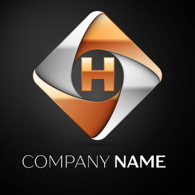 H harfi vektör logo simge siyah arka plan üzerinde renkli rhombus. Tasarımınız için vektör şablonu