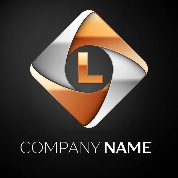 Letra símbolo do logotipo do vetor L no losango colorido no fundo preto. Modelo de vetor para o seu projeto — Vetor de Stock