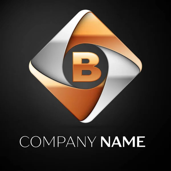 Letra B símbolo do logotipo do vetor no losango colorido no fundo preto. Modelo de vetor para o seu projeto —  Vetores de Stock