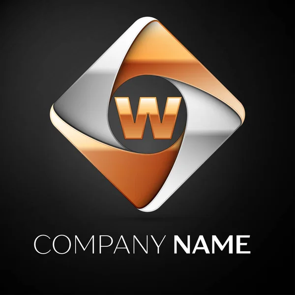 Letra símbolo do logotipo do vetor W no losango colorido no fundo preto. Modelo de vetor para o seu projeto — Vetor de Stock