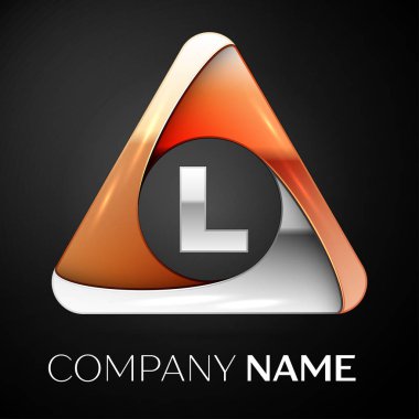 L harfi vektör logo sembol siyah arka plan üzerinde renkli üçgen içinde. Tasarımınız için vektör şablonu