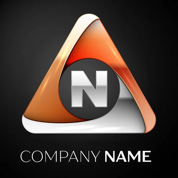Знак векторного логотипа буквы N в красочном треугольнике на черном фоне. Векторный шаблон для Вашего дизайна — стоковый вектор