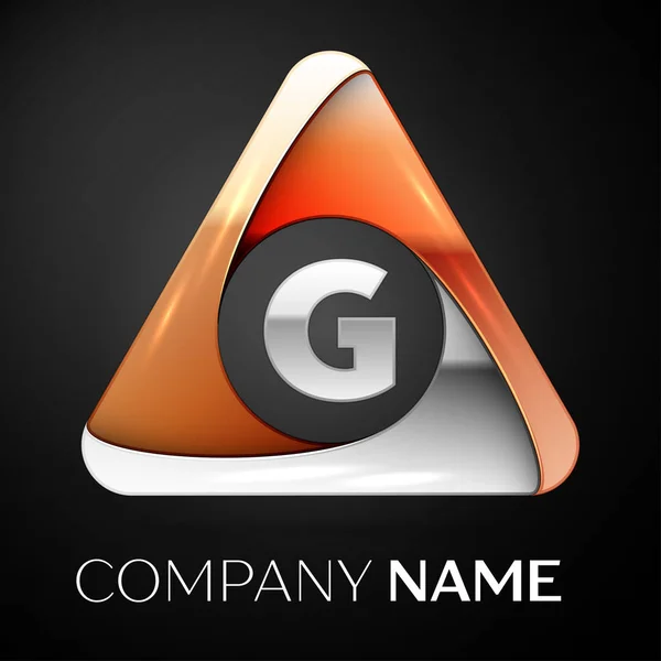 Символ вектора буквы G в красочном треугольнике на черном фоне. Векторный шаблон для Вашего дизайна — стоковый вектор