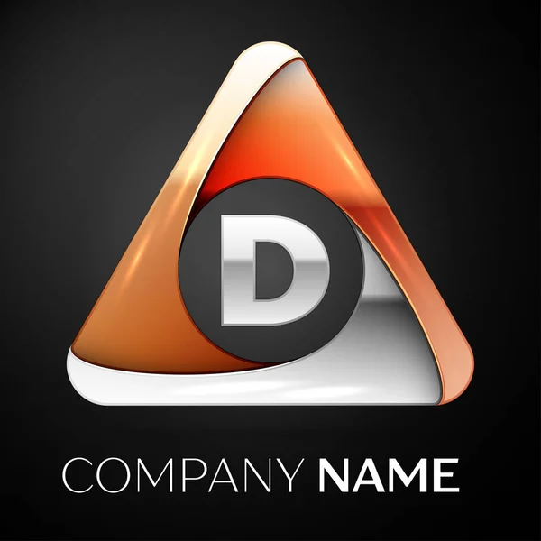Letter D vector logo symbool in de kleurrijke driehoek op zwarte achtergrond. Vector sjabloon voor uw ontwerp — Stockvector