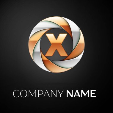 Mektup X vektör logo sembol siyah arka plan üzerinde renkli daire içinde. Tasarımınız için vektör şablonu