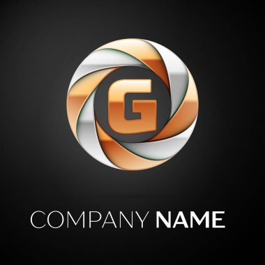 G harfi vektör logo sembol siyah arka plan üzerinde renkli daire içinde. Tasarımınız için vektör şablonu