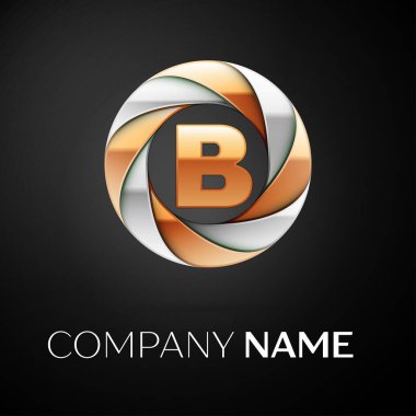 B harfi vektör logo sembol siyah arka plan üzerinde renkli daire içinde. Tasarımınız için vektör şablonu