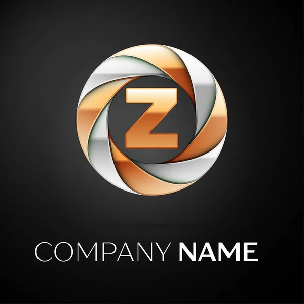 Знак векторного логотипа буквы Z в красочном круге на черном фоне. Векторный шаблон для Вашего дизайна — стоковый вектор