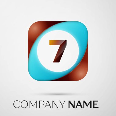 Yedi numaralı vektör logo sembol gri arka plan üzerinde renkli meydanında. Tasarımınız için vektör şablonu
