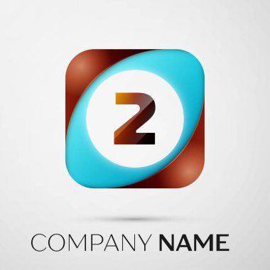 İki numaralı vektör logo simge gri bac renkli kare