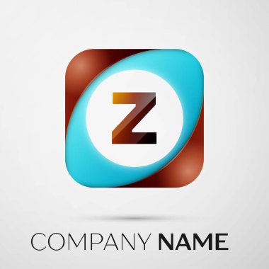 Z harfi vektör logo sembol gri arka plan üzerinde renkli meydanında. Tasarımınız için vektör şablonu