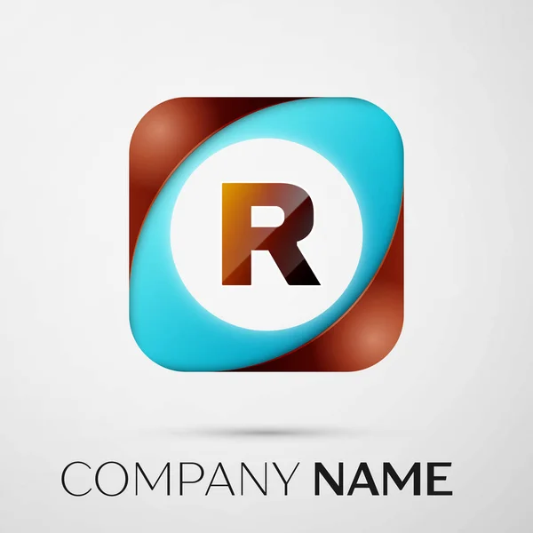 Symbole du logo vectoriel de la lettre R dans le carré coloré sur fond gris. Modèle vectoriel pour votre conception — Image vectorielle