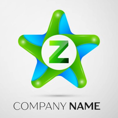 Z harfi vektör logo simge gri arka plan üzerinde renkli yıldız. Tasarımınız için vektör şablonu