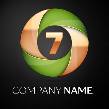 Yedi numaralı vektör logo sembol siyah arka plan üzerinde renkli üçgen içinde. Tasarımınız için vektör şablonu