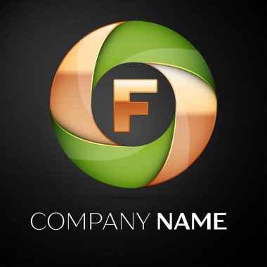 F harfi vektör logo sembol siyah arka plan üzerinde renkli üçgen içinde. Tasarımınız için vektör şablonu
