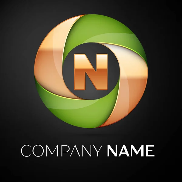 Γράμμα N σύμβολο λογότυπο φορέα στο πολύχρωμο τρίγωνο σε μαύρο φόντο. Διάνυσμα πρότυπο για το σχεδιασμό σας — Διανυσματικό Αρχείο