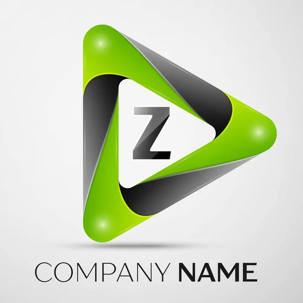 Знак векторного логотипа буквы Z в красочном треугольнике на сером фоне. Векторный шаблон для Вашего дизайна — стоковый вектор