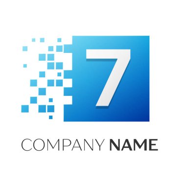 Yedi numaralı vektör logosu simgesi beyaz arka plan üzerinde renkli meydanında. Tasarımınız için vektör şablonu