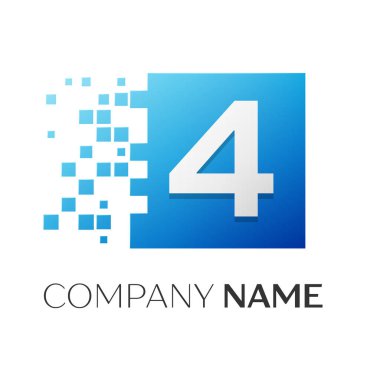 Dört numaralı vektör logosu simgesi beyaz arka plan üzerinde renkli meydanında. Tasarımınız için vektör şablonu