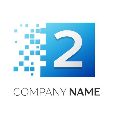 İki numaralı vektör logosu simgesi beyaz arka plan üzerinde renkli meydanında. Tasarımınız için vektör şablonu