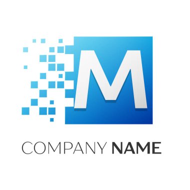 A harfi vektör logo simge paramparça bloklar beyaz arka plan üzerinde renkli kare. Tasarımınız için vektör şablonu