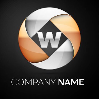 Harf W vektör logo sembol siyah arka plan üzerinde renkli daire içinde. Tasarımınız için vektör şablonu