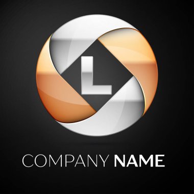 L harfi vektör logo sembol siyah arka plan üzerinde renkli daire içinde. Tasarımınız için vektör şablonu