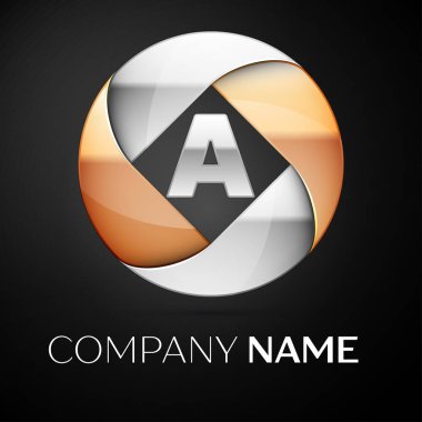 A harfi vektör logo sembol siyah arka plan üzerinde renkli daire içinde. Tasarımınız için vektör şablonu