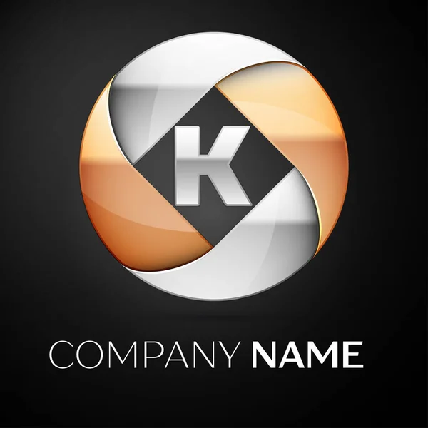 Символ векторного логотипа буквы K в красочном круге на черном фоне. Векторный шаблон для Вашего дизайна — стоковый вектор