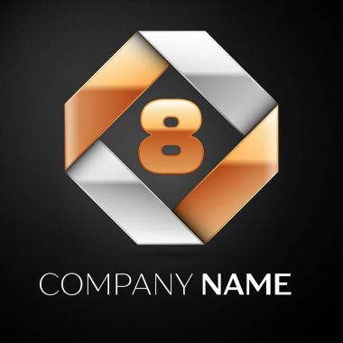 Sekiz numaralı vektör logo simge siyah arka plan üzerinde renkli rhombus. Tasarımınız için vektör şablonu