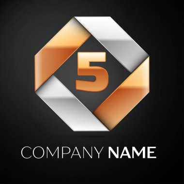Beş numaralı vektör logo simge siyah arka plan üzerinde renkli rhombus. Tasarımınız için vektör şablonu
