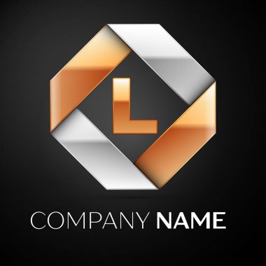 L harfi vektör logo simge siyah arka plan üzerinde renkli rhombus. Tasarımınız için vektör şablonu