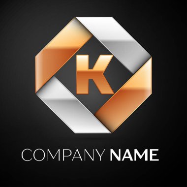 K harfi vektör logo simge siyah arka plan üzerinde renkli rhombus. Tasarımınız için vektör şablonu