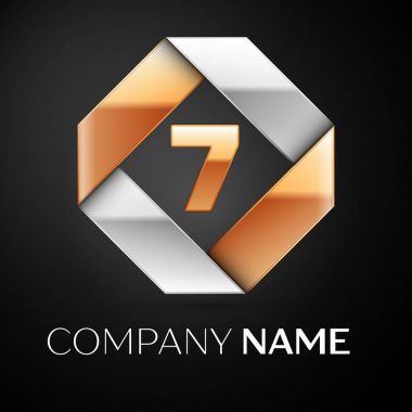 Yedi numaralı vektör logo simge siyah arka plan üzerinde renkli rhombus. Tasarımınız için vektör şablonu