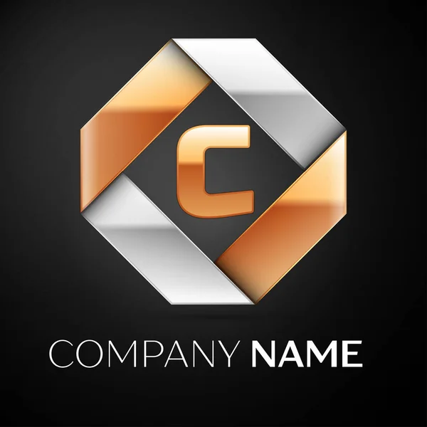 Letter C vector logo symbool in het kleurrijke rhombus op zwarte achtergrond. Vector sjabloon voor uw ontwerp — Stockvector