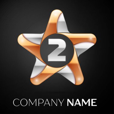 İki numaralı vektör logo sembol siyah arka plan üzerinde renkli Star. Tasarımınız için vektör şablonu