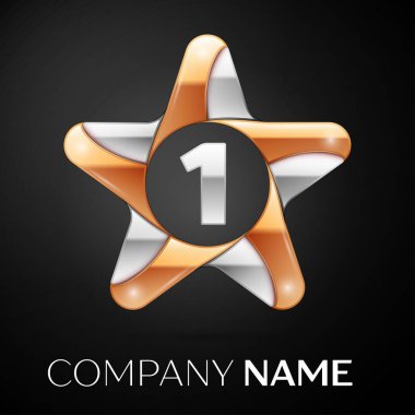 Bir numaralı vektör logo sembol siyah arka plan üzerinde renkli Star. Tasarımınız için vektör şablonu