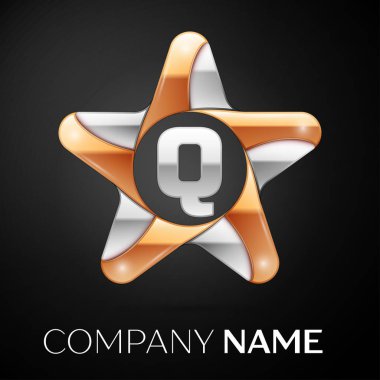 Harf Q vektör logo sembol siyah arka plan üzerinde renkli Star. Tasarımınız için vektör şablonu