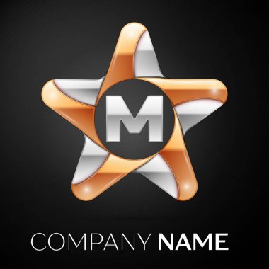 A harfi vektör logo sembol siyah arka plan üzerinde renkli Star. Tasarımınız için vektör şablonu