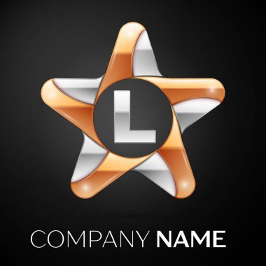 L harfi vektör logo sembol siyah arka plan üzerinde renkli Star. Tasarımınız için vektör şablonu