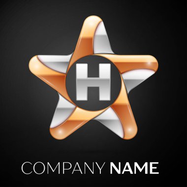 H harfi vektör logo sembol siyah arka plan üzerinde renkli Star. Tasarımınız için vektör şablonu