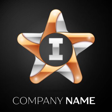 Siyah arka plan üzerinde renkli yıldız logo simge vektör mektup. Tasarımınız için vektör şablonu