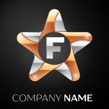 F harfi vektör logo sembol siyah arka plan üzerinde renkli Star. Tasarımınız için vektör şablonu