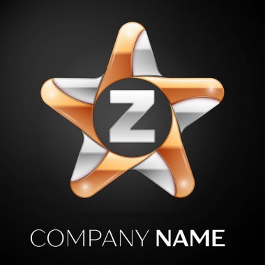 Z harfi vektör logo sembol siyah arka plan üzerinde renkli Star. Tasarımınız için vektör şablonu