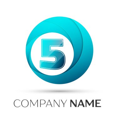 Beş numaralı vektör logo sembol gri arka plan üzerinde renkli daire içinde. Tasarımınız için vektör şablonu